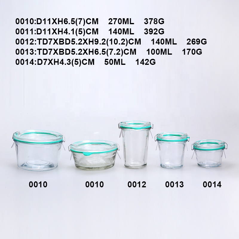 100ml 280ml 300ml wide mouth tulip weck jar canning jars weck with clips lids wholesale