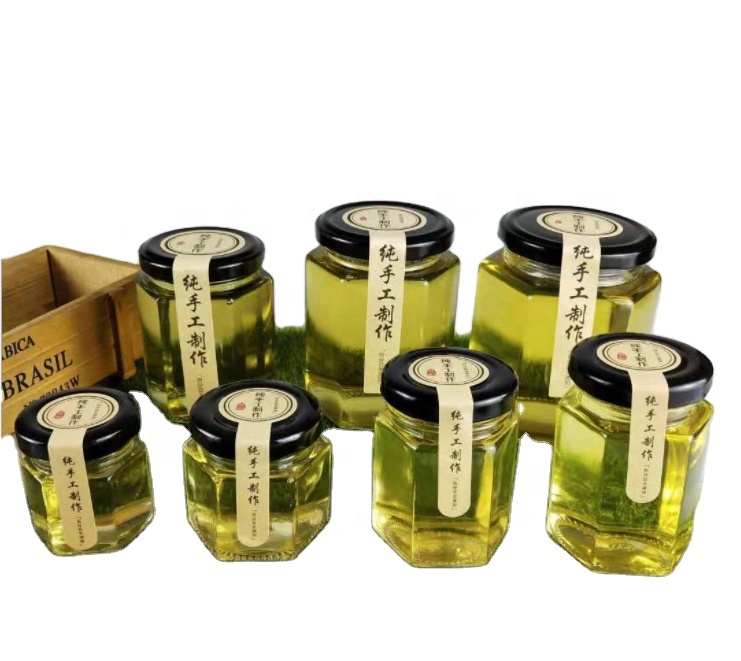 100ml 280ml 380ml Hexagonal Honey Chili Sauce Glass Bottles With Screw Tin Lid