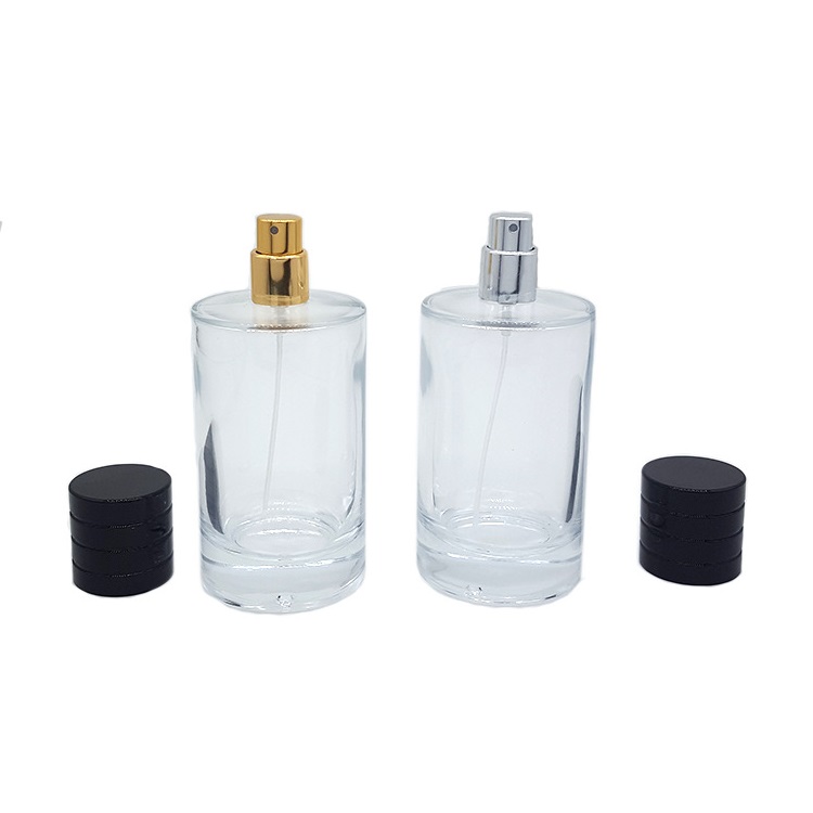 100ml 30ml 50ml Transparent cylindrical glass perfume bottles refillable perfume bottle with Spray Cap