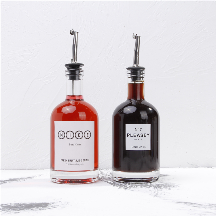 100ml 375ml 500ml Vodka Glass Bottle With Oil Pouring Tools For Olive Oil Flint Type With Label printing