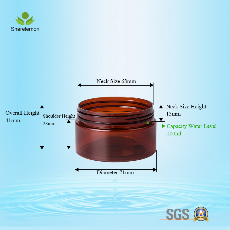 100ml 3oz Wide Mouth Body Butter Face Mask Cream Plastic PET Jar with Plastic Aluminum Lid Cap