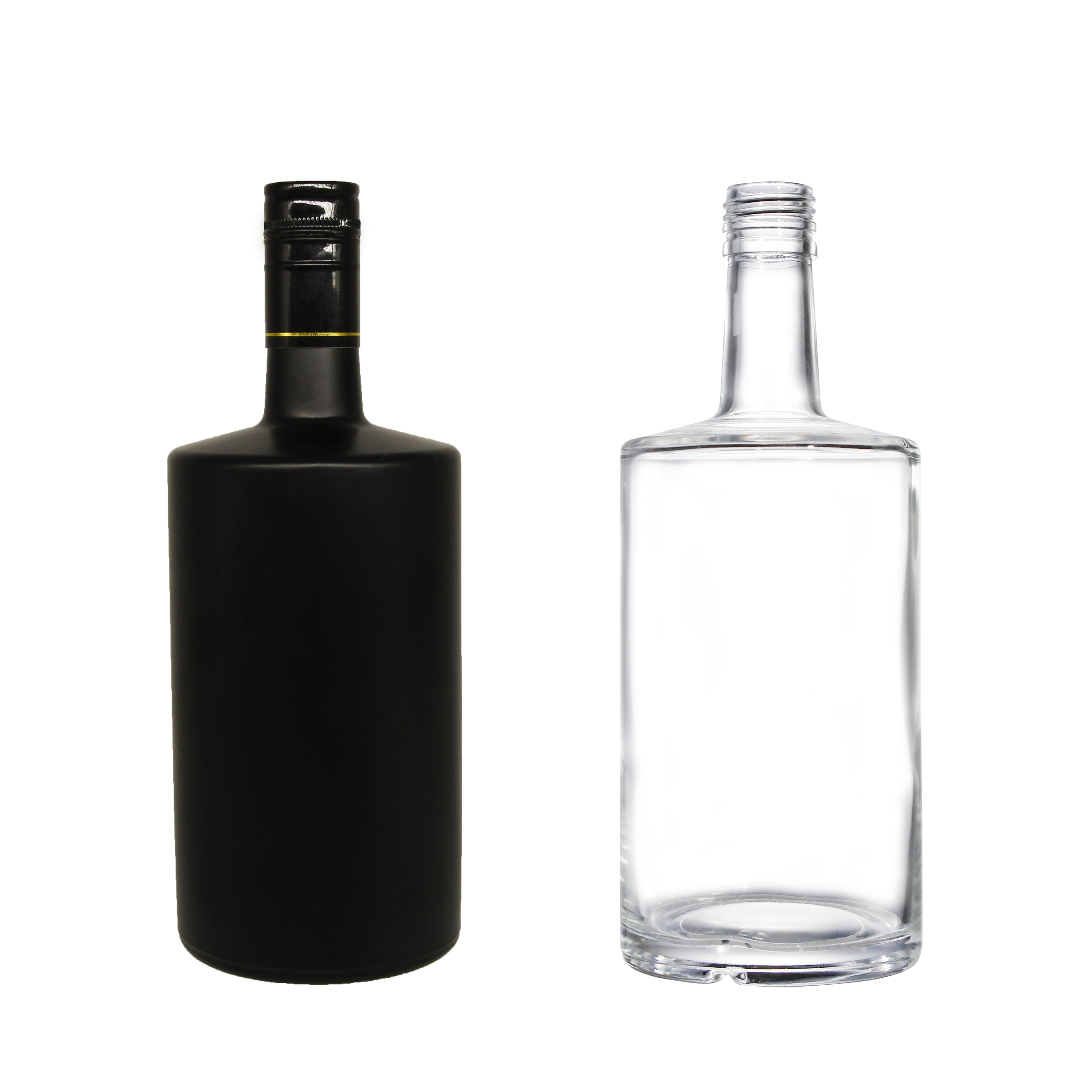 100ml 500ml 750ml Round Glass Wine Bottle With Flat Shoulder Design