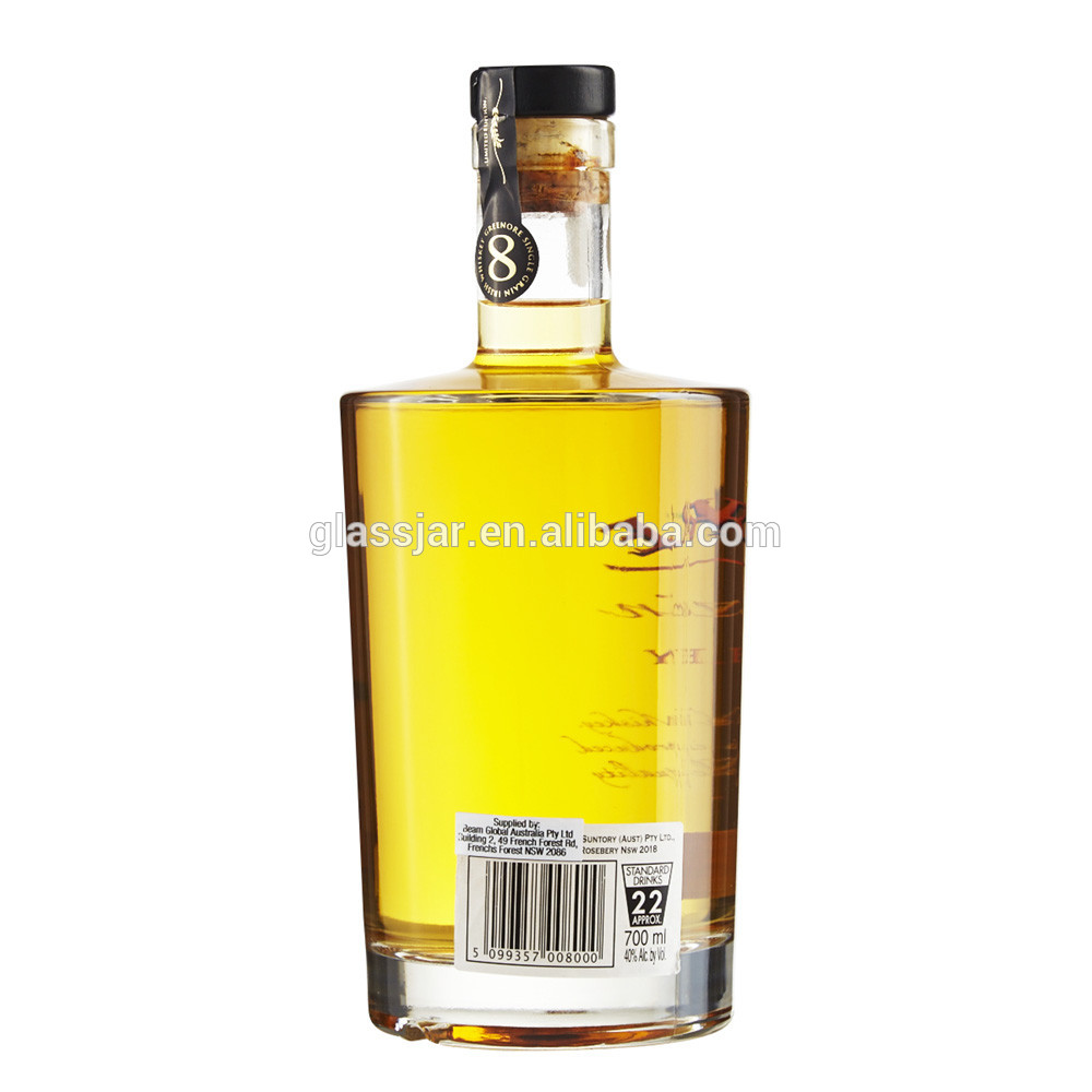 100ml 500ml 750ml Super Flint Cork Top with Flat Shoulder Glass Bottles for Whiskey Gin Vodka Rum Liquor
