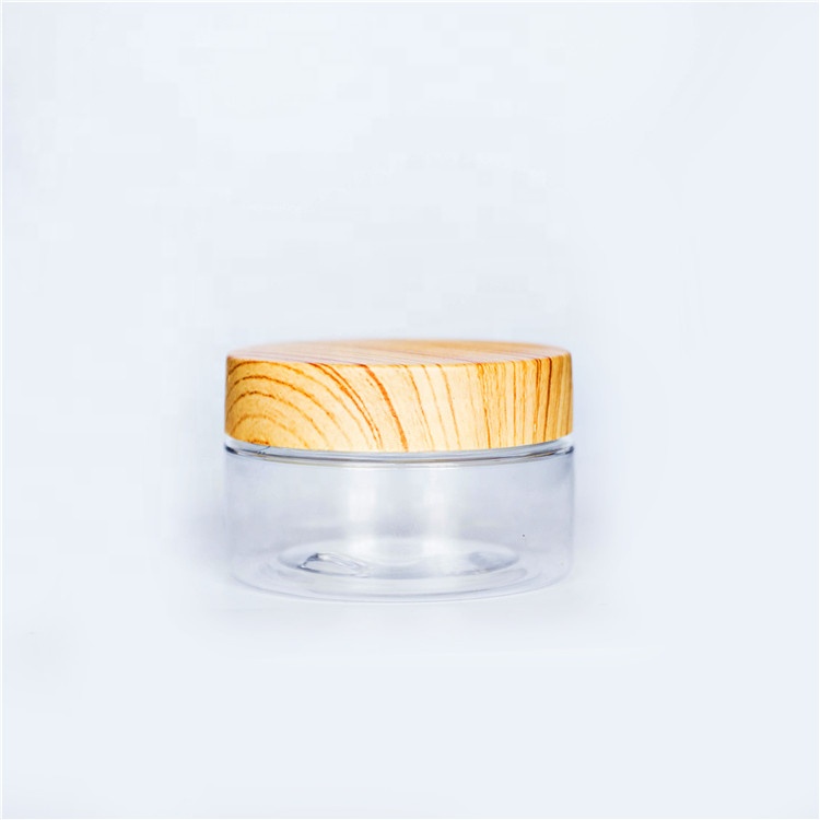 100ml 500ml Custom Cosmetic Packing Clear 100G Plastic Jar With Bamboo Color Cap