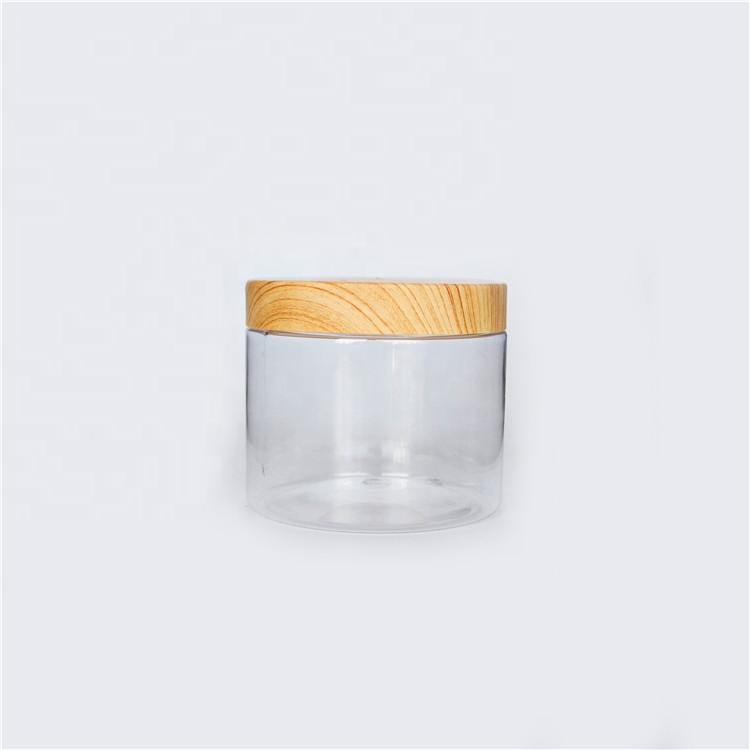 100ml 500ml Custom Cosmetic Packing Clear 100G Plastic Jar With Bamboo Color Cap