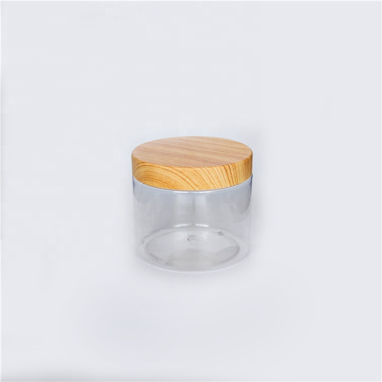 100ml 500ml Custom Cosmetic Packing Clear 100G Plastic Jar With Bamboo Color Cap
