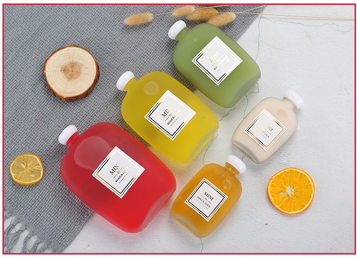 100ml-500ml Flat Glass Beverage Bottle 8Oz Beverage Bottle Juice Containers With Lids