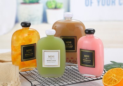 100ml-500ml Flat Glass Beverage Bottle 8Oz Beverage Bottle Juice Containers With Lids