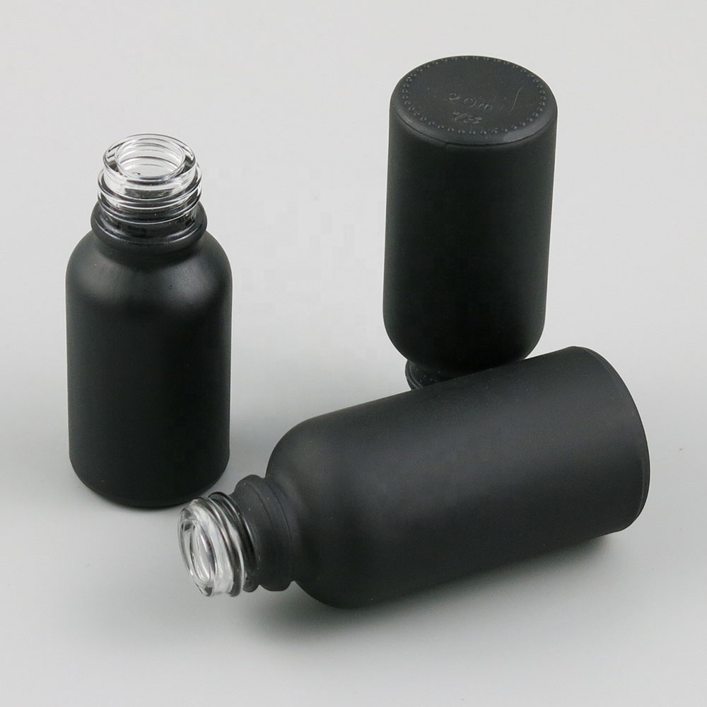 100ml 50ml 30ml 20ml 15ml 10ml 5ml black frost Glass essential oil bottle with Pump