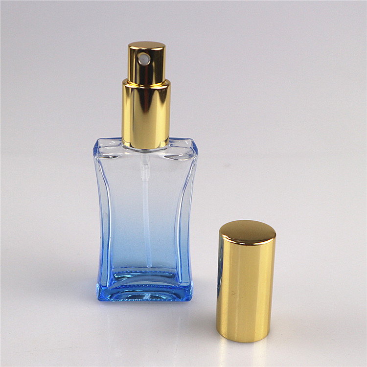 100ml 50ml 30ml empty square glass perfumes oil spray bottle with screwed metal lid