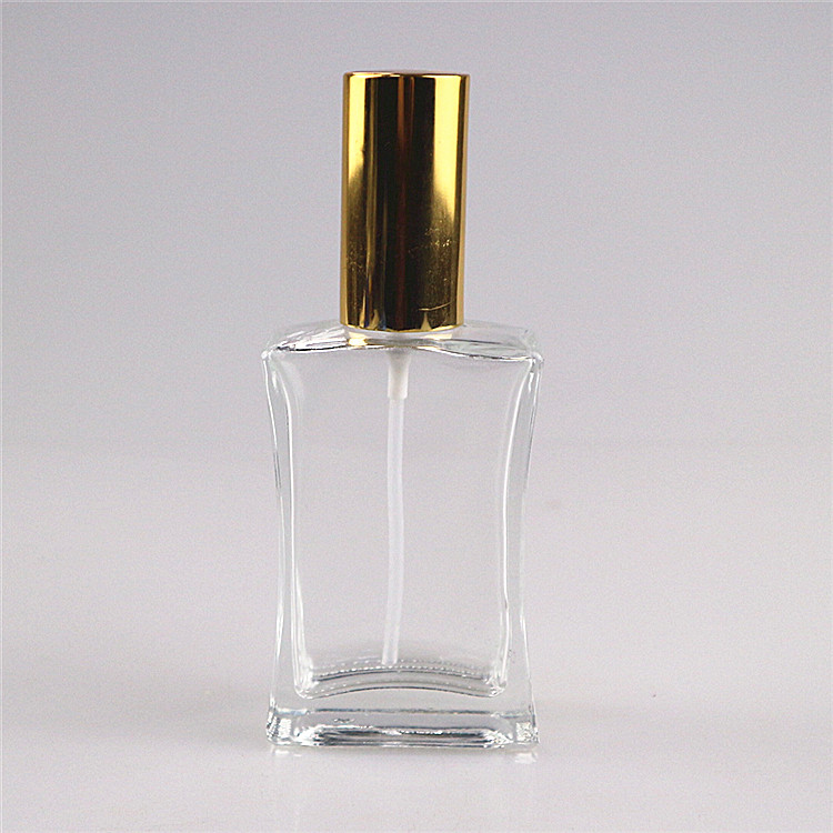 100ml 50ml 30ml empty square glass perfumes oil spray bottle with screwed metal lid