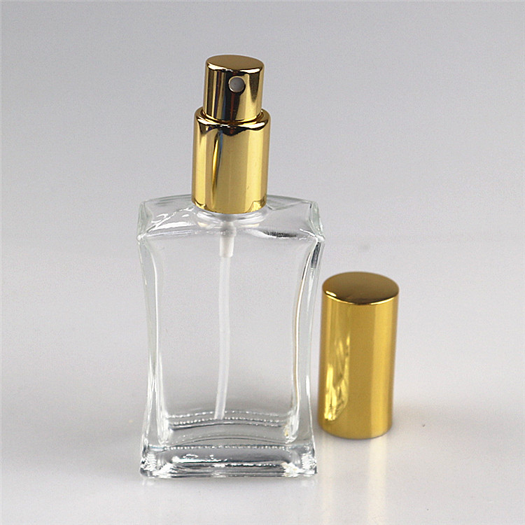 100ml 50ml 30ml empty square glass perfumes oil spray bottle with screwed metal lid