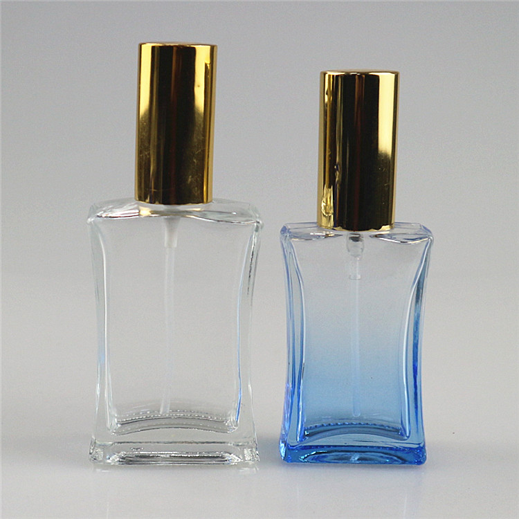 100ml 50ml 30ml empty square glass perfumes oil spray bottle with screwed metal lid