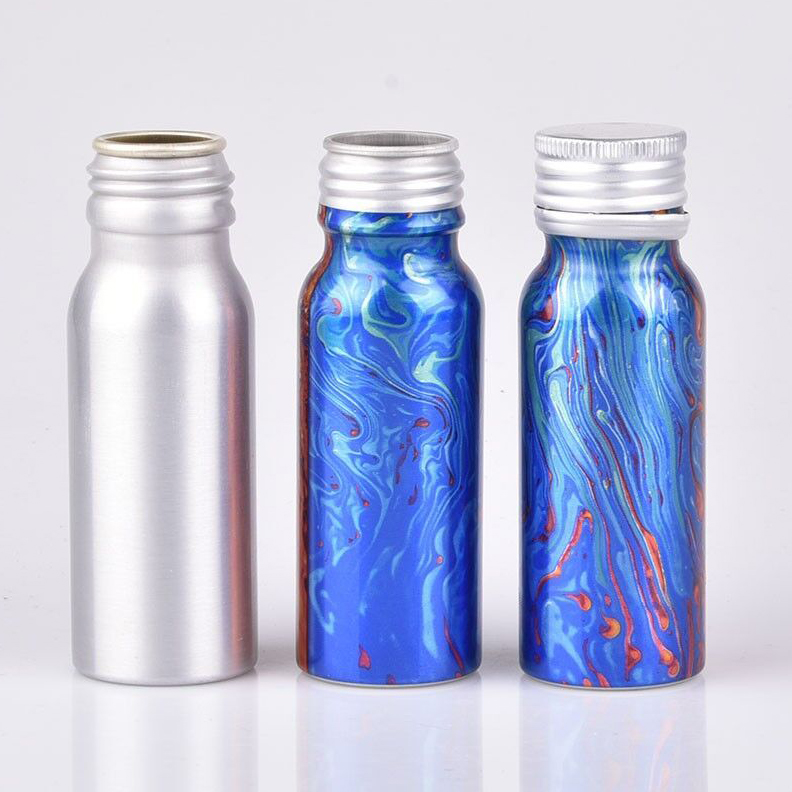 100ml 60ml empty aluminum beverage bottle with aluminum pilfer proof caps
