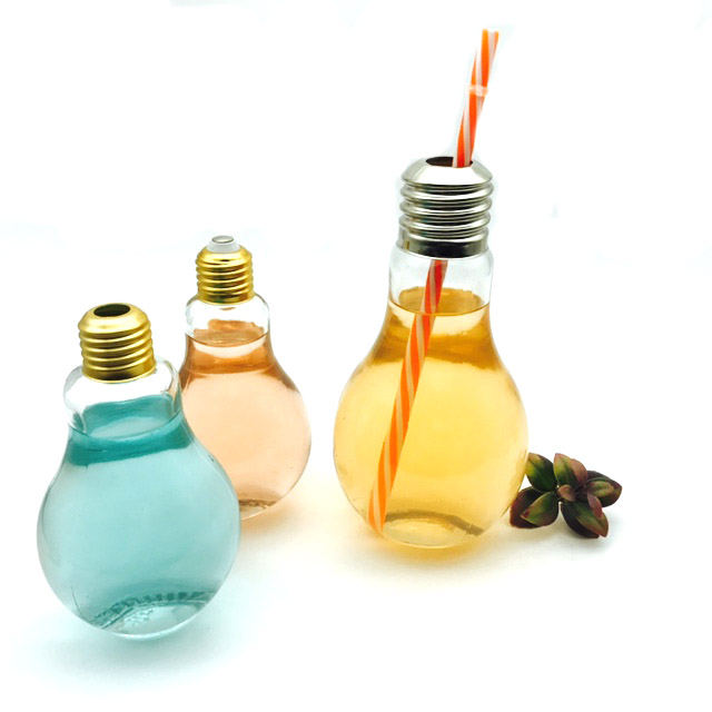 100ml-800ml light bulb bottle glass beverage bulb shaped beverage drinking milk juice glass jar