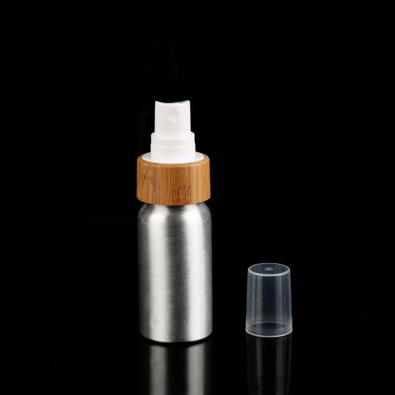 100ml Aluminum Perfume Spray Bottle with Bamboo Spray Lotion Pump