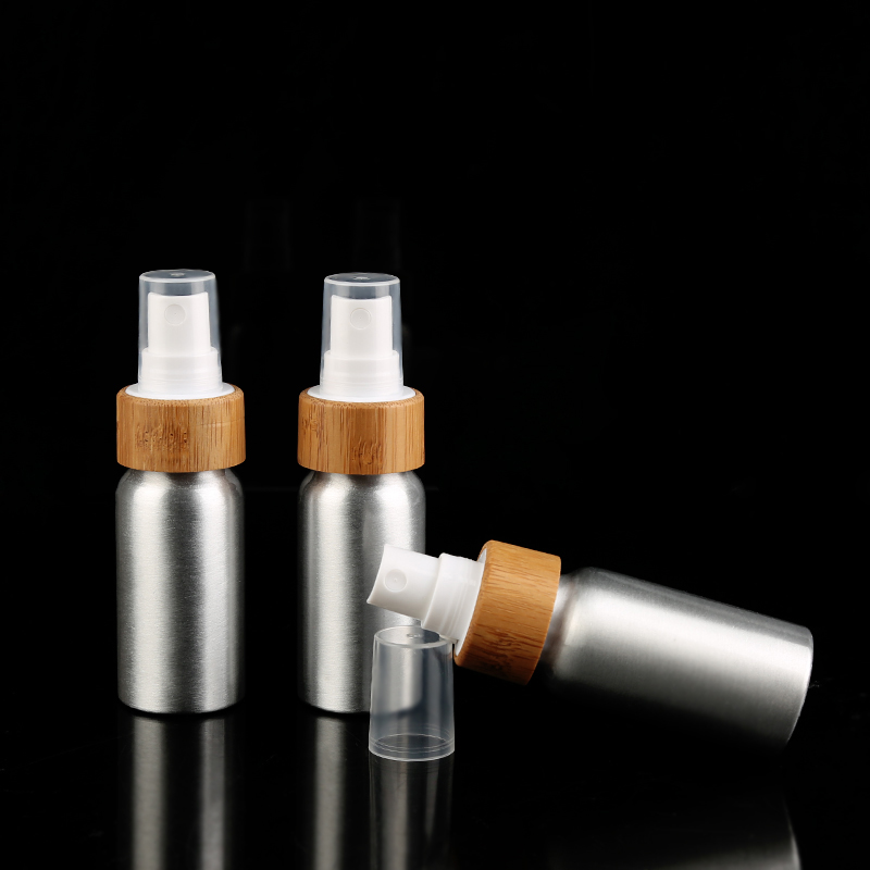 100ml Aluminum Perfume Spray Bottle with Bamboo Spray Lotion Pump