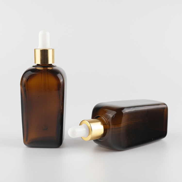 100ml Amber Brown Glass Essential Oil Dropper Bottle with Gold Dropper