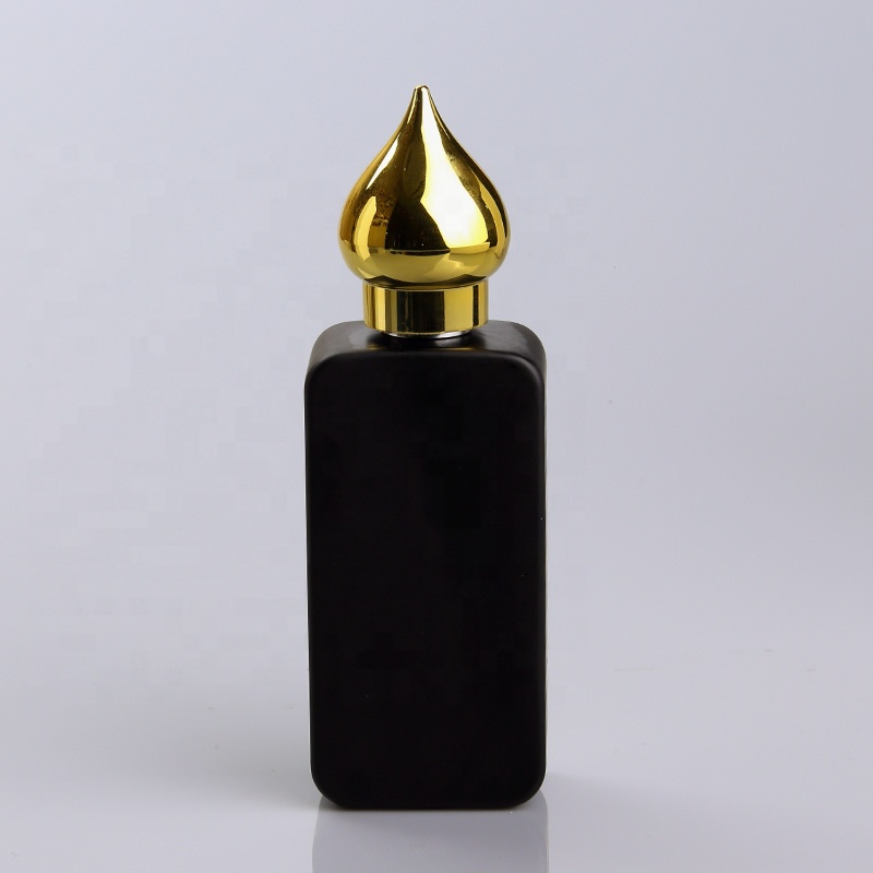 100ml Arabian style glass square perfume bottle with gold cap