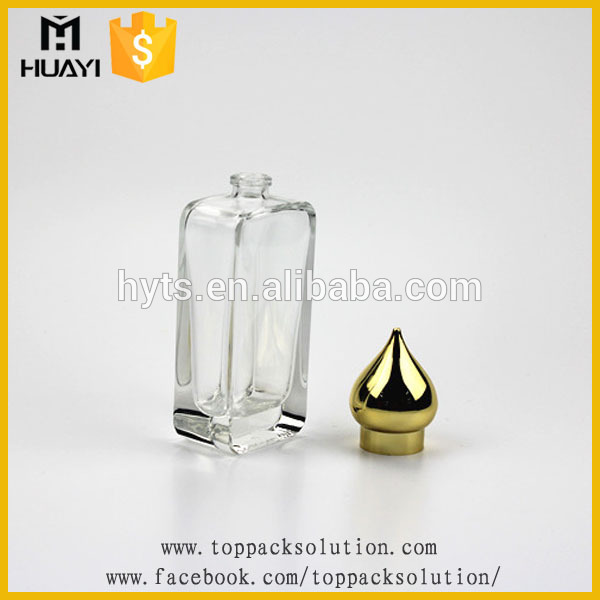 100ml Arabian style glass square perfume bottle with gold cap