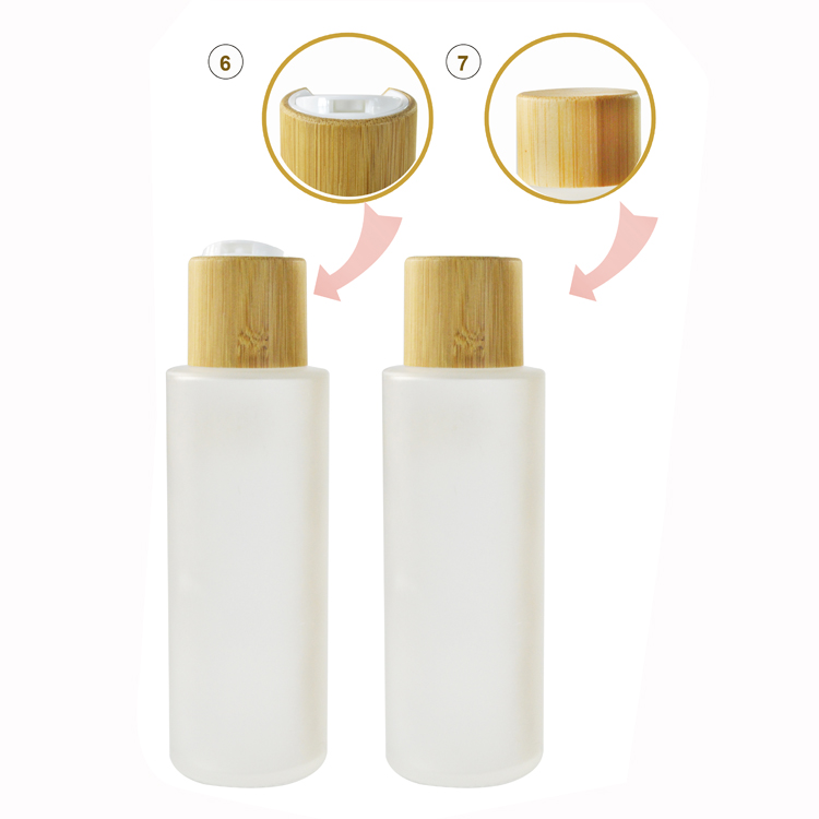 100ml Bamboo shampoo bottle with pump cap Luxury cosmetic shampoo 30ml 50ml 100ml 120ml 150ml frosted glass spray cream bottle