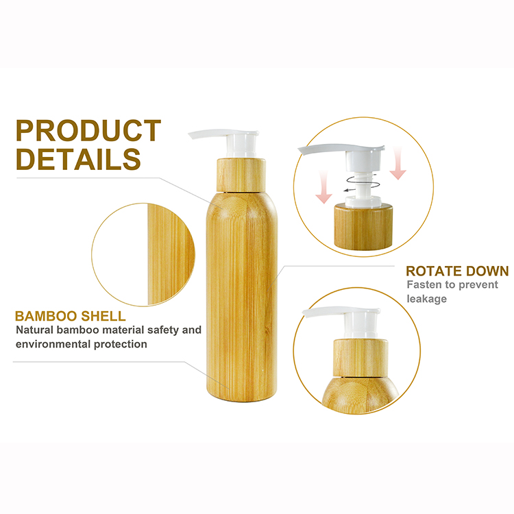 100ml Bamboo shampoo bottle with pump cap Luxury cosmetic shampoo 30ml 50ml 100ml 120ml 150ml frosted glass spray cream bottle