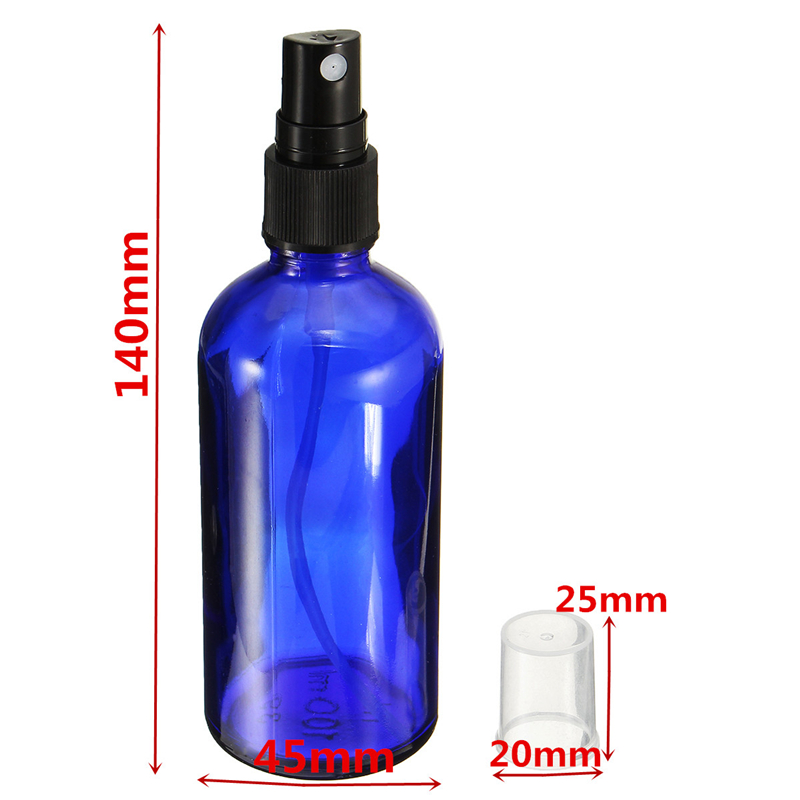 100ml Blue Spray Glass Bottle Essential Oil Bottles with Sprayer pump