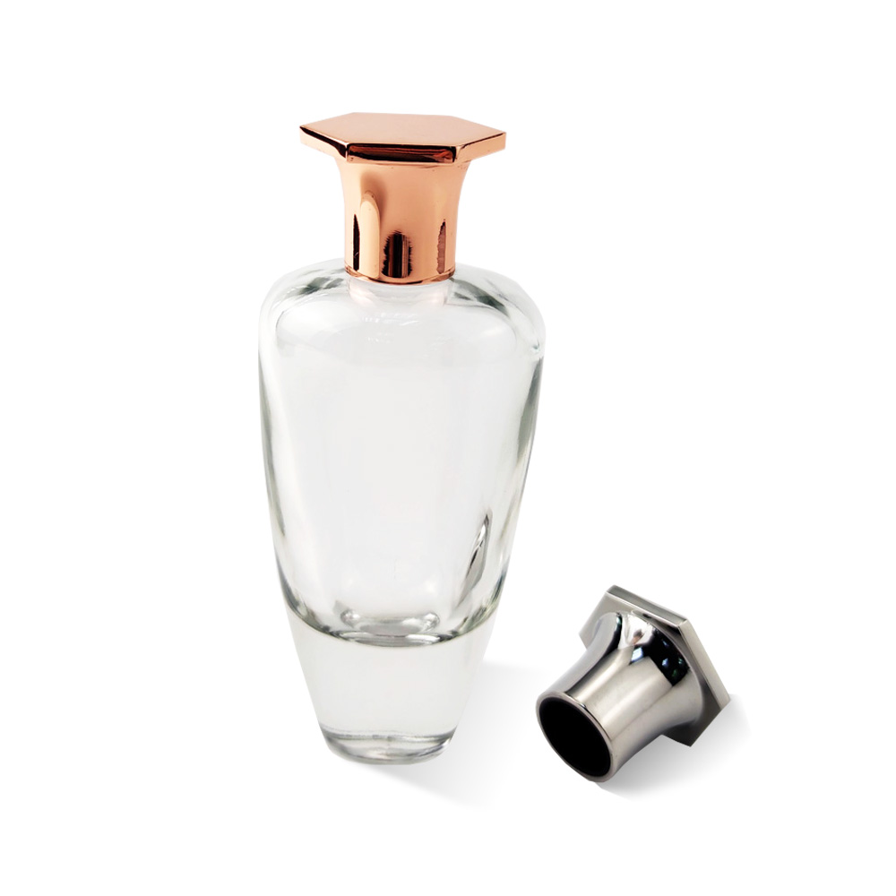 100ml China factory hot sale quality custom design hotstamp silkscreen logo crystal clear glass oval shape spray perfume bottle