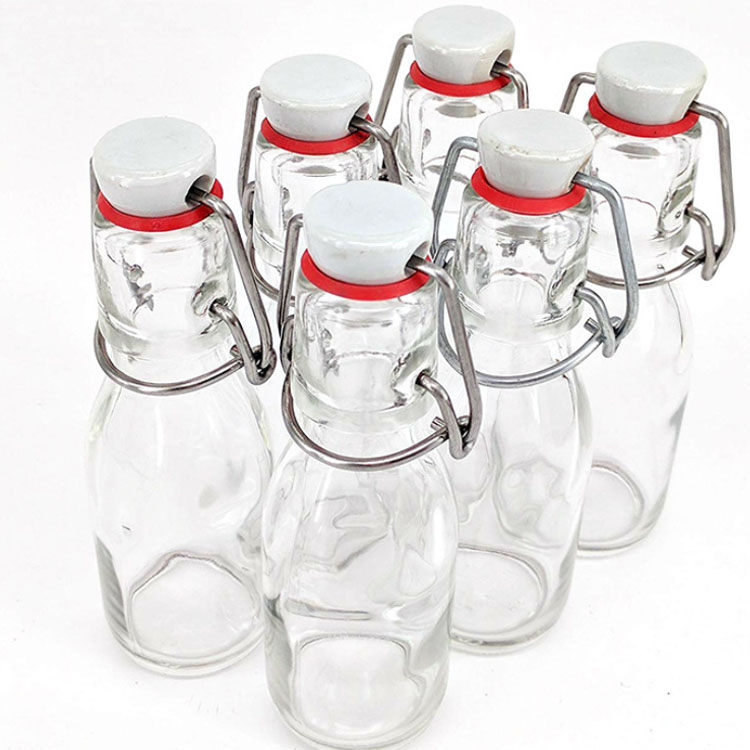 100ml Clear Flip Beverage Swing Top Glass Bottles