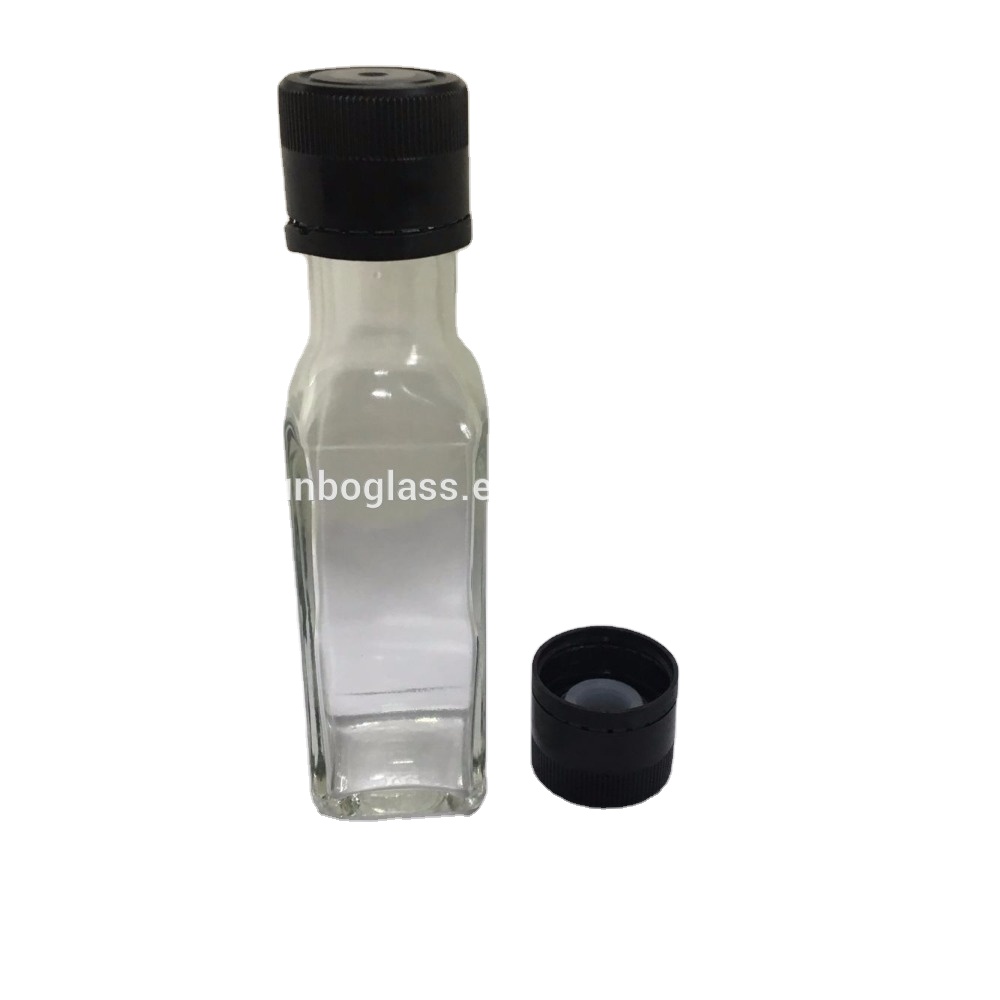 100ml Clear Marasca Olive Oil Glass Bottle with 31.5mm Tamperevident Cap and Pouer