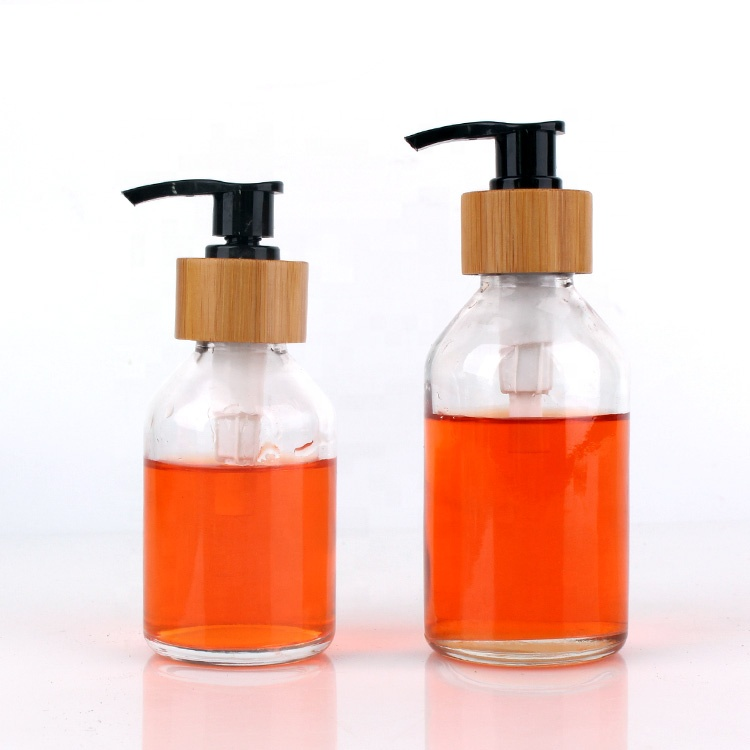 100ml Clear Round Glass foam pump Bottles for Lotions Liquid Soap