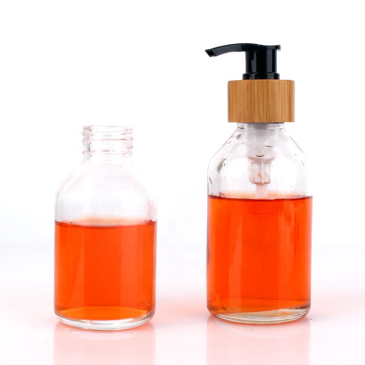 100ml Clear Round Glass foam pump Bottles for Lotions Liquid Soaps