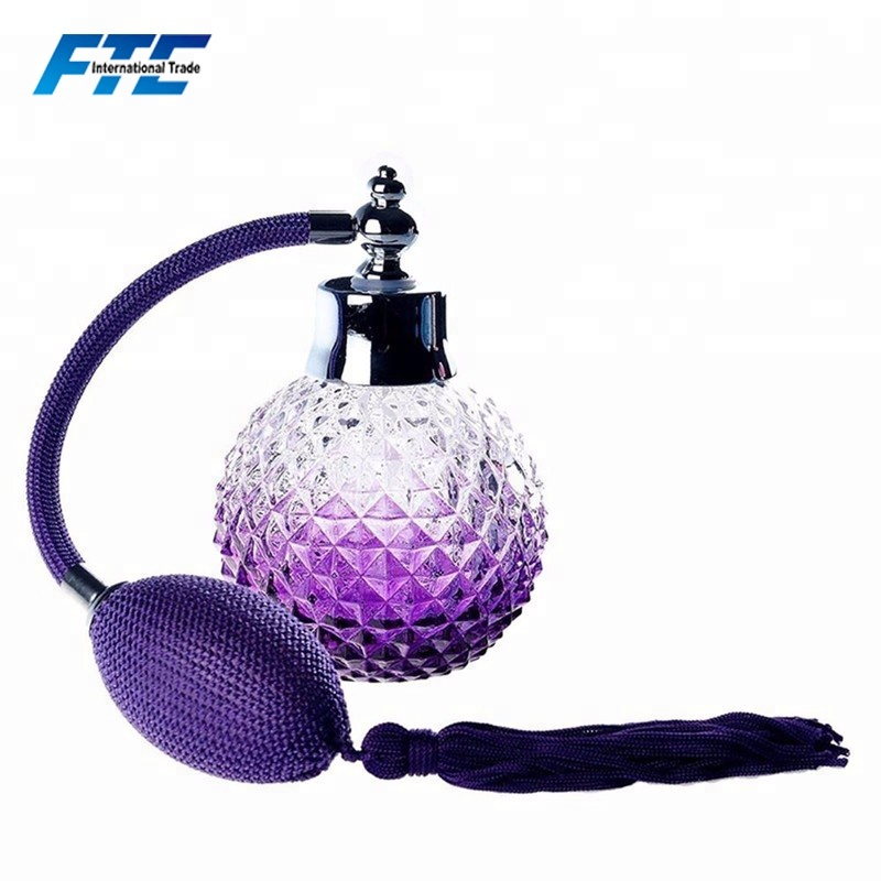 100ml Crystal Glass Perfume Bottle Atomizer Refillable Purple Pineapple Airbag Sprayer