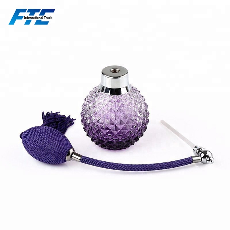 100ml Crystal Glass Perfume Bottle Atomizer Refillable Purple Pineapple Airbag Sprayer