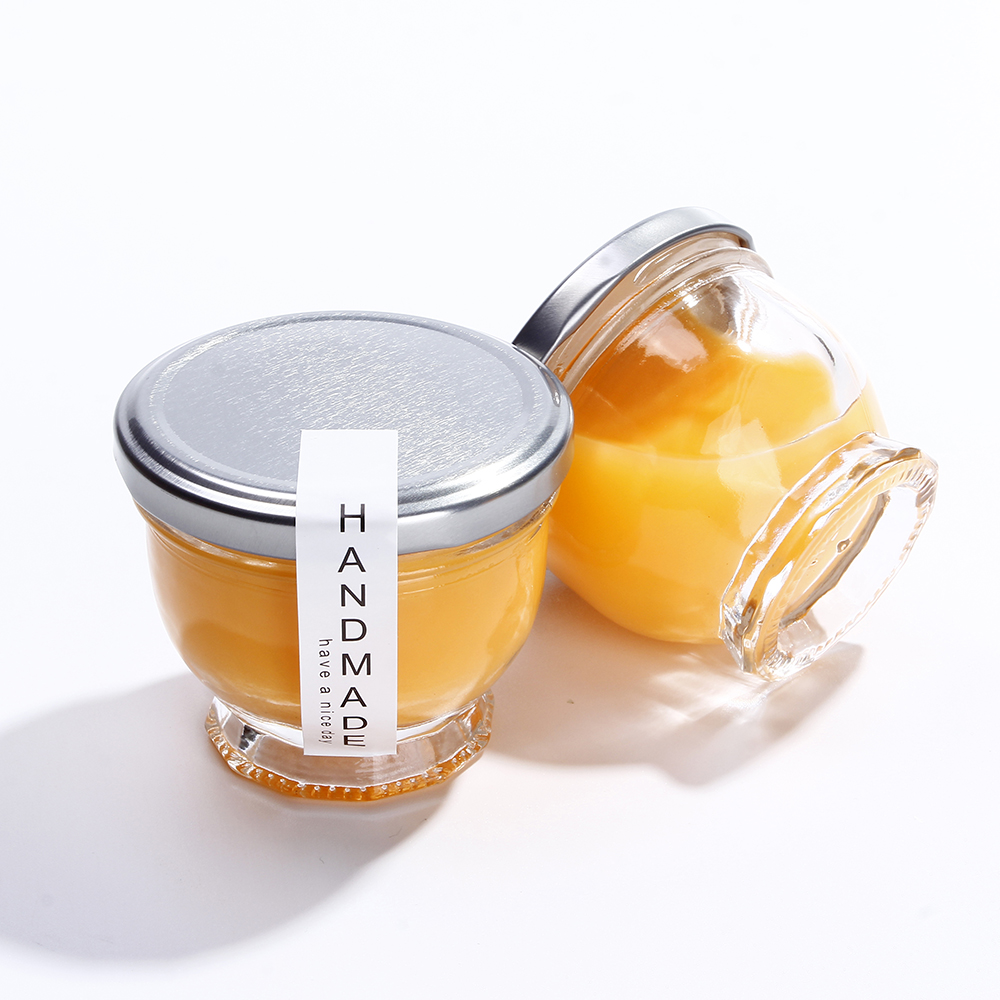 100ml Cute Mousse Pesto Container Pudding Glass Yogurt Jam Jar With Metal Lid
