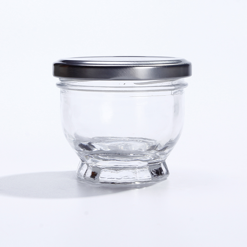 100ml Cute Mousse Pesto Container Pudding Glass Yogurt Jam Jar With Metal Lid