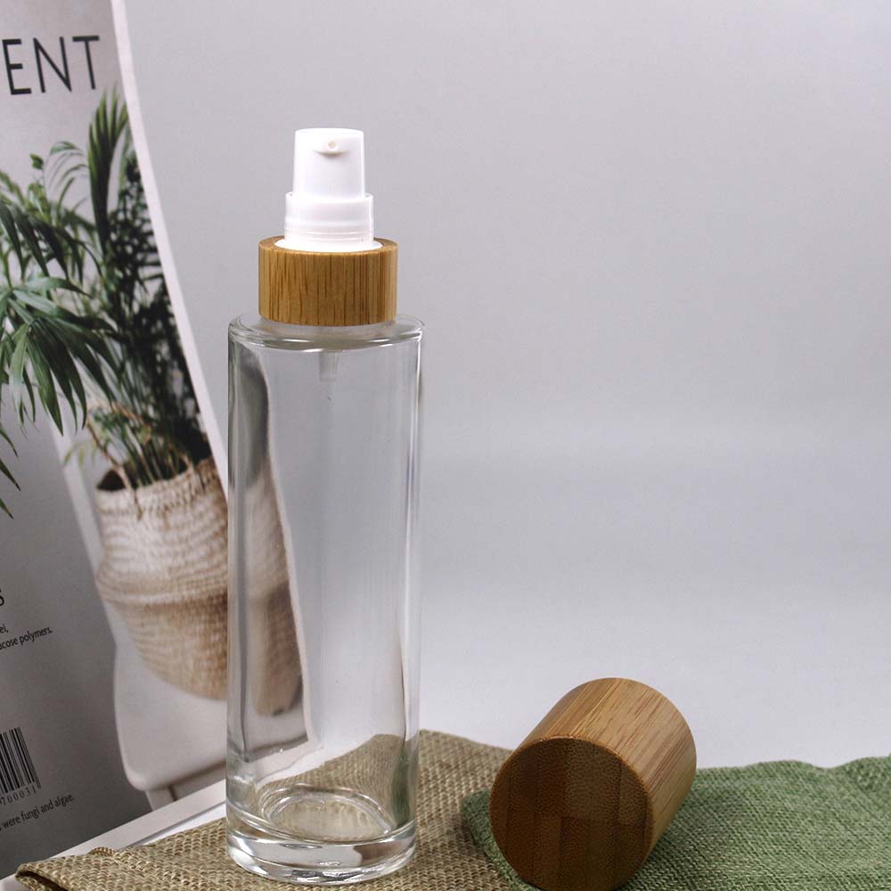 100ml Eco-friendly bamboo cap lotion bottle spray container with bamboo lid