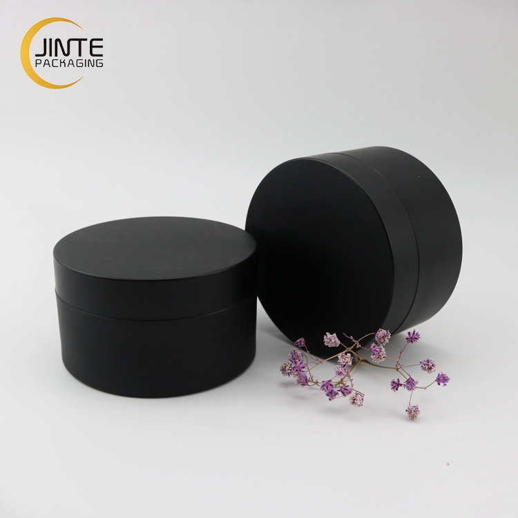 100ml Empty Jar Matte Black PETG Cosmetic Plastic Container Jars with Matte Black  Cap