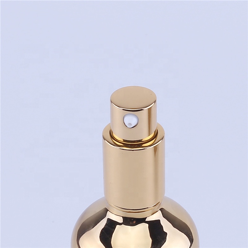 100ml Empty Perfume Glass Bottle Makeup Containers Refillable Packing UV Golden Essential Oil Bottles with Pump Sprayer with Box