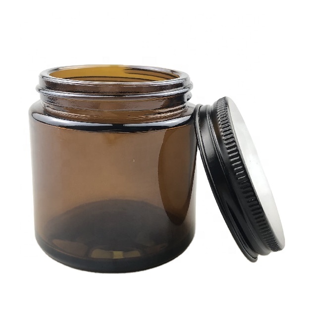 100ml Empty amber glass candle jar with lid for candle making with aluminum lid