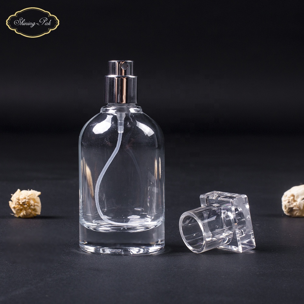 100ml Empty high quality cylinder transparent OEM glass bottle perfume unique perfume bottle