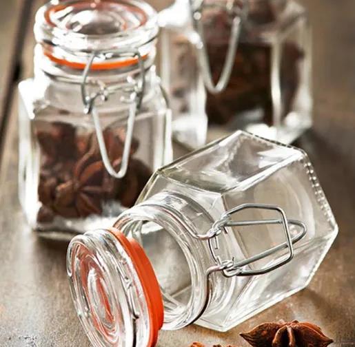 100ml Food Storage Clip Top Glass Jar for Terrine/Herb/Spice/Saffron