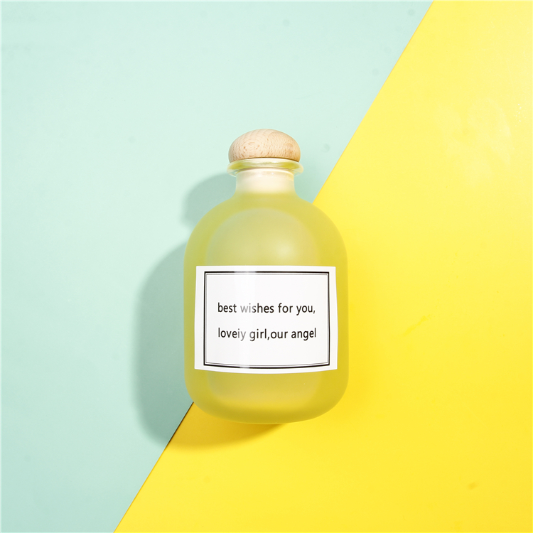 100ml Frosted Round Glass Bottle With Wooden Cork Ball Shape For Beverage Colorful Juice High Flint Glass