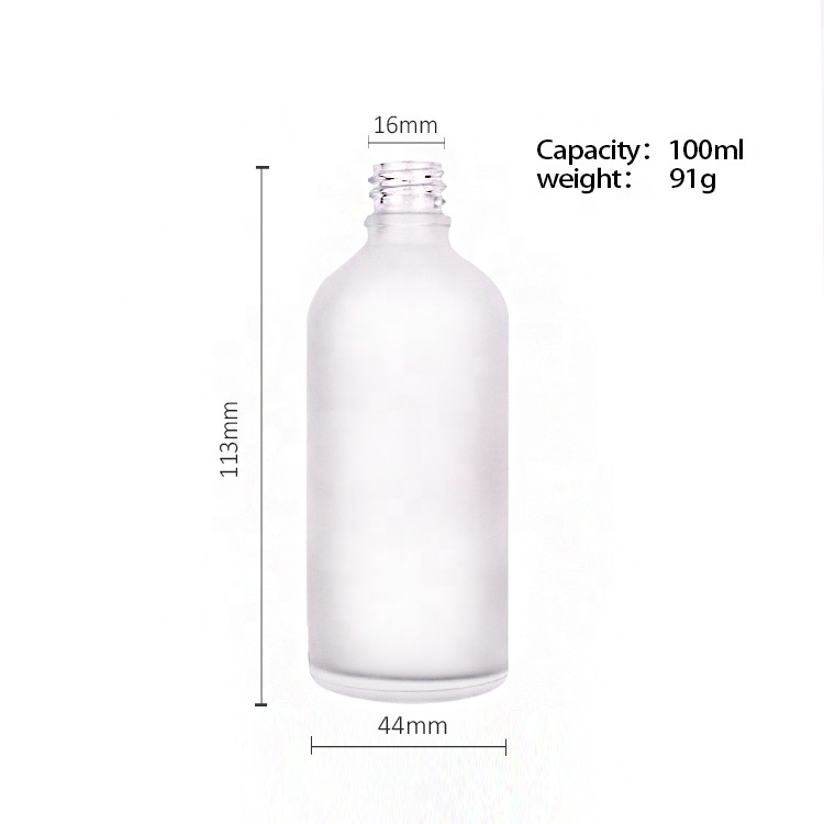 100ml Frosted high end glass bottle for essential oil with bamboo lid dropper
