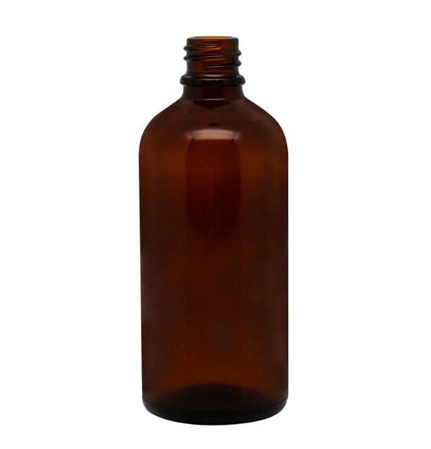 100ml Glass Amber Boston Round Cosmetic Essential Oil Bottle with Black Dropper