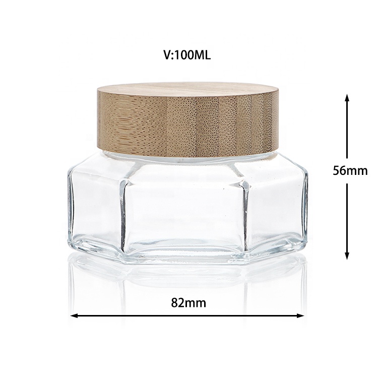 100ml Hexagonal Glass Jar For Body Facial Night Cream