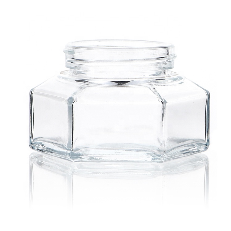 100ml Hexagonal Glass Jar For Body Facial Night Cream