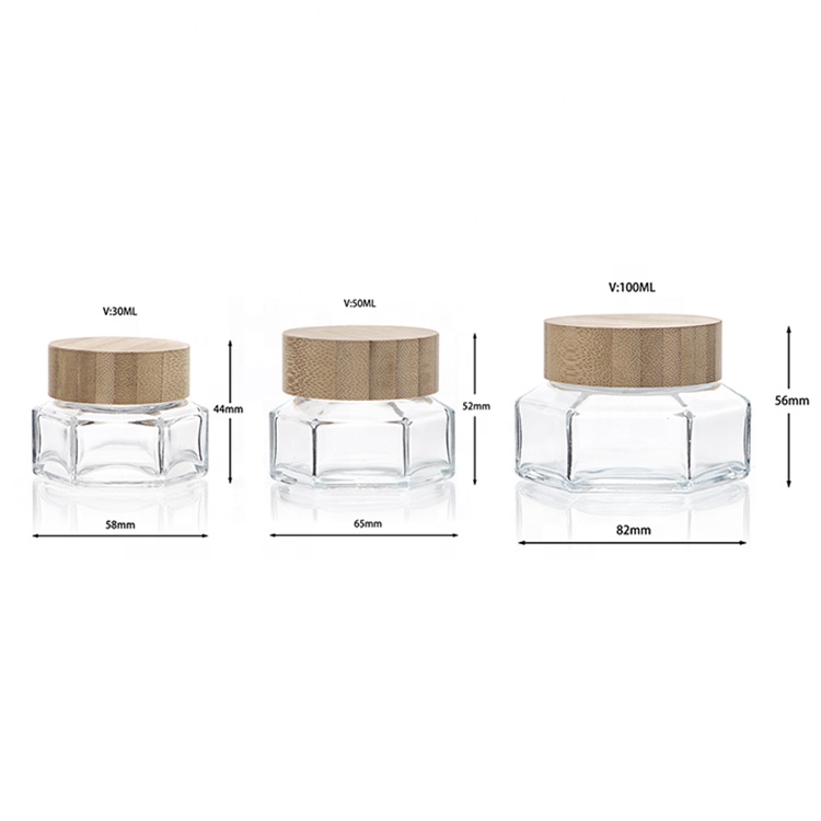 100ml Hexagonal Glass Jar For Body Facial Night Cream