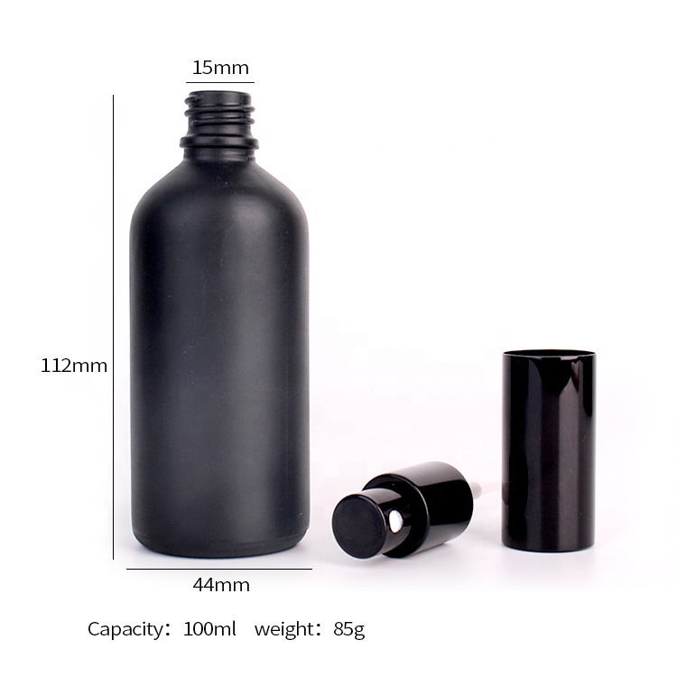 100ml Matte black personal care glass fragrance bottle with fine mist sprayer