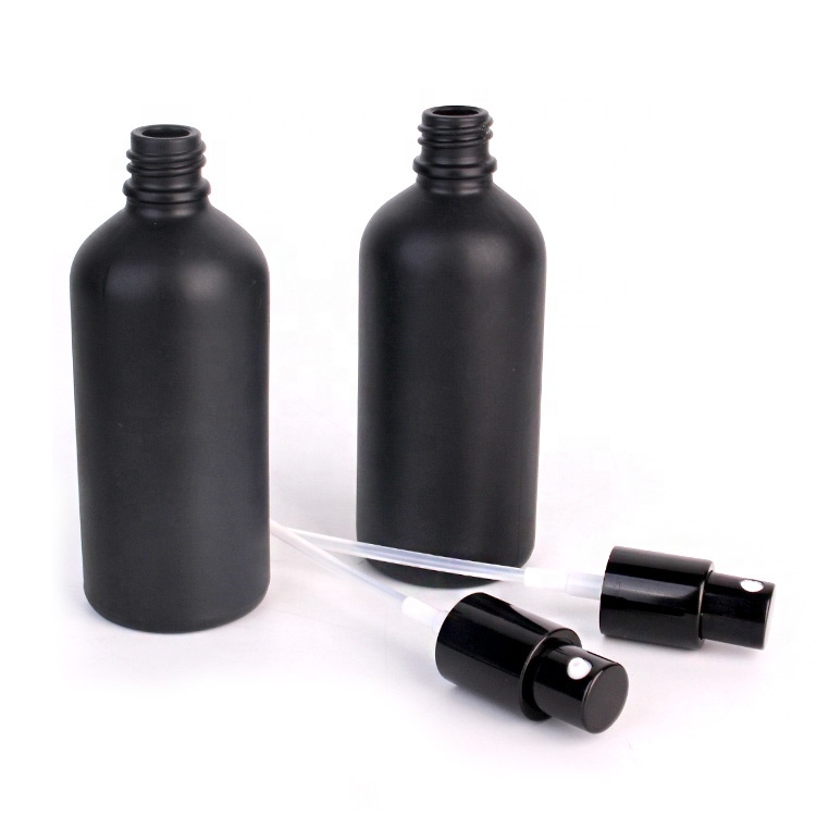 100ml Matte black personal care glass fragrance bottle with fine mist sprayer